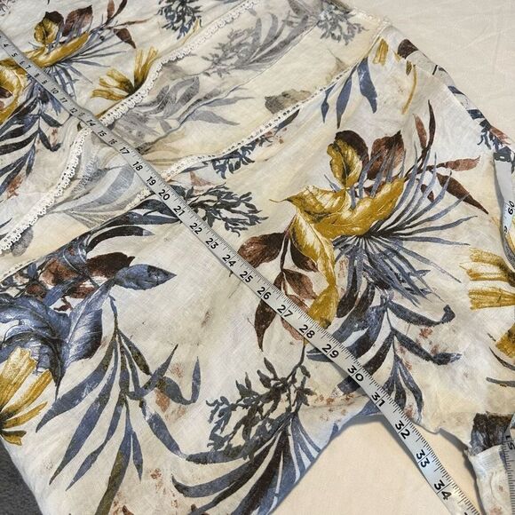 Francesca Bettini Tropical Floral Linen Kimono Cardigan Lace Trim Made in Italy - Picture 8 of 10